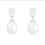 White Freshwater Pearl And White Topaz Drop Earrings In Sterling Silver