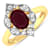 1.7ctw Red Ruby and Diamond 14K Yellow Gold Halo Ring