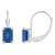 6x4mm Emerald Cut Lab Created Sapphire Rhodium Over 10k White Gold Drop Earrings