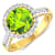 Round Green Peridot and Diamond 14K Yellow Gold Halo Ring 3.14 ctw