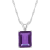 10x8mm Emerald Cut Amethyst Rhodium Over Sterling Silver Pendant With Chain
