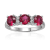 Lab Created Ruby and Moissanite Sterling Silver 3-Stone Ring