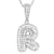 CZ Initial R Bubble Letter Pendant Necklace In Sterling Silver 1.68ctw