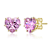 Pink CZ Heart Shape Stud Earrings In 14K Gold Over Brass