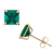 Lab Created Emerald Princess Cut 10K Yellow Gold Stud Earrings, 1.74ctw