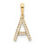 14k Yellow Gold Diamond Letter A Initial Pendant
