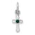 Rhodium Over Sterling Silver Child's May Green Preciosca Crystal Cross Pendant