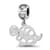 Rhodium Over Sterling Silver LogoArt Delta Zeta Turtle on Heart Bead