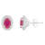 6x4mm Oval Ruby 1/6 ctw Diamond Rhodium Over Sterling Silver Halo Stud Earrings