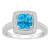 7mm Cushion Blue Topaz 1/4 ctw Diamond Rhodium Over Sterling Silver Halo Ring