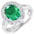 2.63ctw Green Emerald and Diamond 14K White Gold Halo Ring