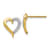 14k Yellow Gold and Rhodium Over 14k Yellow Gold Diamond Heart Stud Earrings