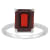 10x8mm Emerald Cut Garnet and 1/10 ctw Diamond Rhodium Over Sterling
Silver Ring