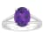 10x8mm Oval Amethyst Rhodium Over Sterling Silver Ring