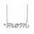 14K White Gold Petite Lowercase Script mom Necklace, 18 Inches.