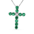 1.33ctw Emerald and Diamond Cross Pendant in 14K White Gold