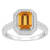 8x6mm Emerald Cut Citrine 1/5 ctw Diamond Rhodium Over Sterling Silver
Halo Ring