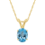 8x6mm Oval Blue Topaz 14k Yellow Gold Pendant With Chain