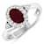 Oval Red Ruby and Diamond 14K White Gold Halo Ring 1.12 ctw
