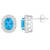 8x6mm Oval Swiss Blue Topaz And White Topaz Accent Rhodium Over Sterling
Silver Halo Stud Earrings