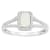 6x4mm Emerald Cut Opal 1/4 ctw Diamond Rhodium Over Sterling Silver Halo Ring