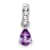 Rhodium Over 10k White Gold 0.5 cttw Pear Amethyst and Accent Diamond Pendant