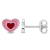 Children's Pink and Red Enamel Heart Stud Earrings in Sterling Silver