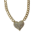 AB Crystal Gold Tone Center Heart Pendant Necklace.