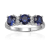 Lab Created Sapphire and Moissanite Sterling Silver 3-Stone Ring
