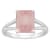 10x8mm Emerald Cut Rose Quartz Rhodium Over Sterling Silver Ring