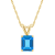 8x6mm Emerald Cut Blue Topaz 14k Yellow Gold Pendant With Chain