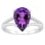 12x8mm Pear Shape Amethyst Rhodium Over Sterling Silver Ring