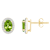 7x5mm Oval Peridot And Created White Sapphire 10k Yellow Gold Halo Stud Earrings