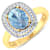 1.56ctw Blue Aquamarine and Diamond 14K Yellow Gold Halo Ring