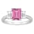 8x6mm Emerald Cut Pink Topaz And White Topaz Rhodium Over Sterling
Silver 3-Stone Ring