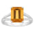 10x8mm Emerald Cut Citrine Rhodium Over Sterling Silver Ring