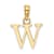 14k Yellow Gold Polished Block Letter W Initial Pendant