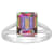 10x8mm Emerald Cut Mystic Topaz Rhodium Over Sterling Silver Ring