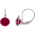 10K White Gold Lab Created Ruby and Diamond Round Leverback Earrings 2.53ctw