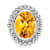 Rhodium Over 10k White Gold Beaded 1 ctw Oval Citrine Chain Slide Pendant