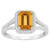 8x6mm Emerald Cut Citrine 1/4 ctw Diamond Rhodium Over Sterling Silver
Halo Ring