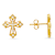 White Cubic Zirconia 14k Yellow Gold Over Sterling Silver Cross Earrings 0.19ctw