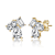 CZ Three-Stone Cluster Stud Earrings In 14K Gold Over Sterling Silver