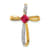 14k Yellow Gold and Rhodium Over 14k Yellow Gold Lab Created Ruby and
Diamond Cross Slide