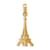 14k Yellow Gold Solid Polished and Textured 3D Eiffel Tower Pendant