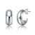 Classic Tubular C-Hoop Earrings In Rhodium Over Brass
