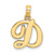 14k Yellow Gold Script Letter D Initial Pendant