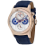 Seapro Men's Chronoscope White Dial, Rose Bezel, Blue Leather Strap Watch