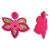 Pink Seed Beads With Clear Crystal Butterfly Earring