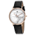 Christian Van Sant Women's Lotus White Dial, Black Leather Strap Watch